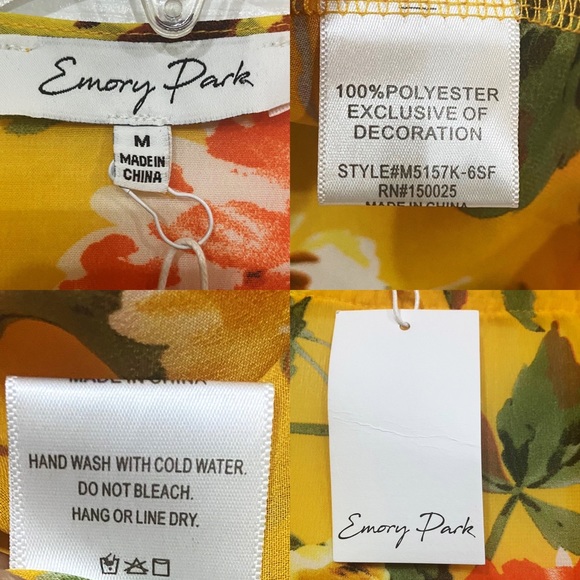 EMORY PARK Stitch Fix Landry Crochet Trim Open Kimono Yellow Floral Size Med New - Picture 8 of 8